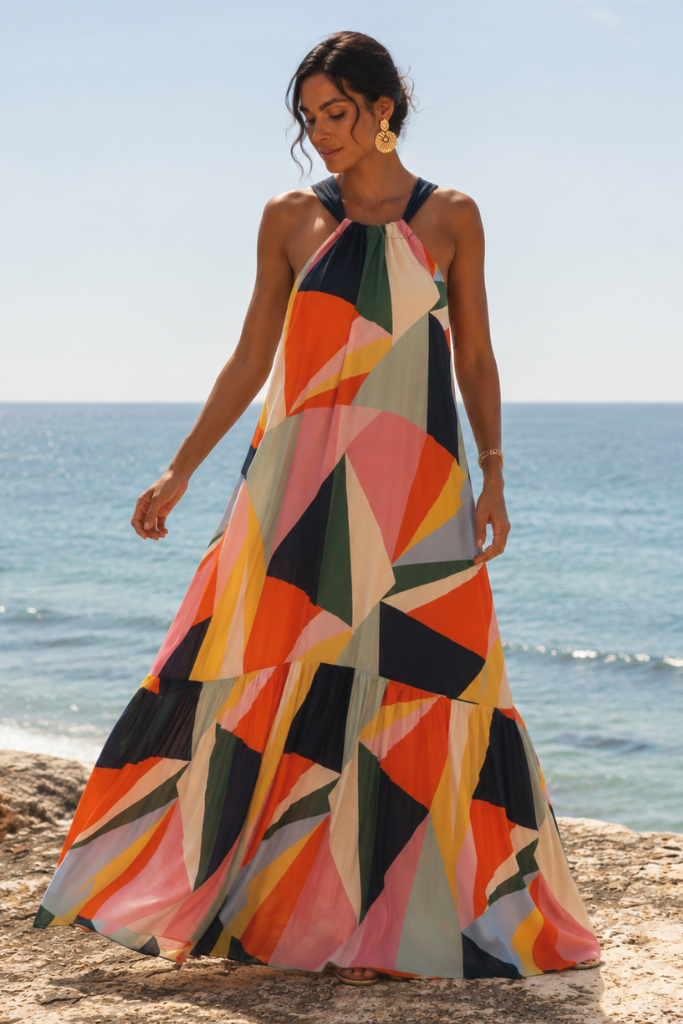 chloe beach dress Multicolor Soul Neck Size:18