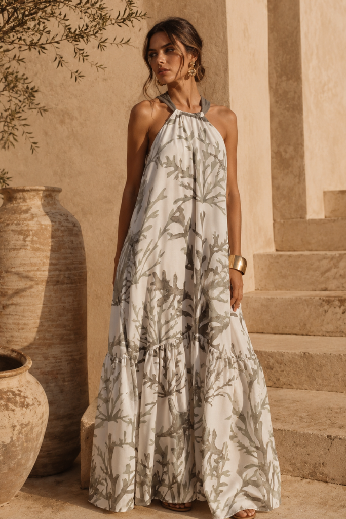 Chloe Dress Sea Garden
