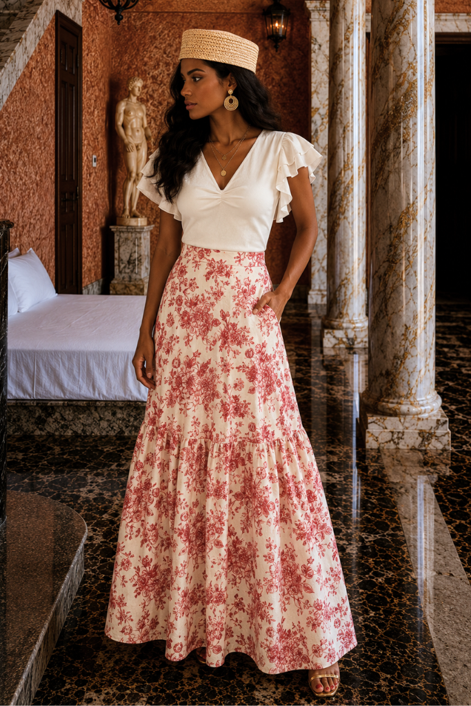 Falda Emma Flor Roja